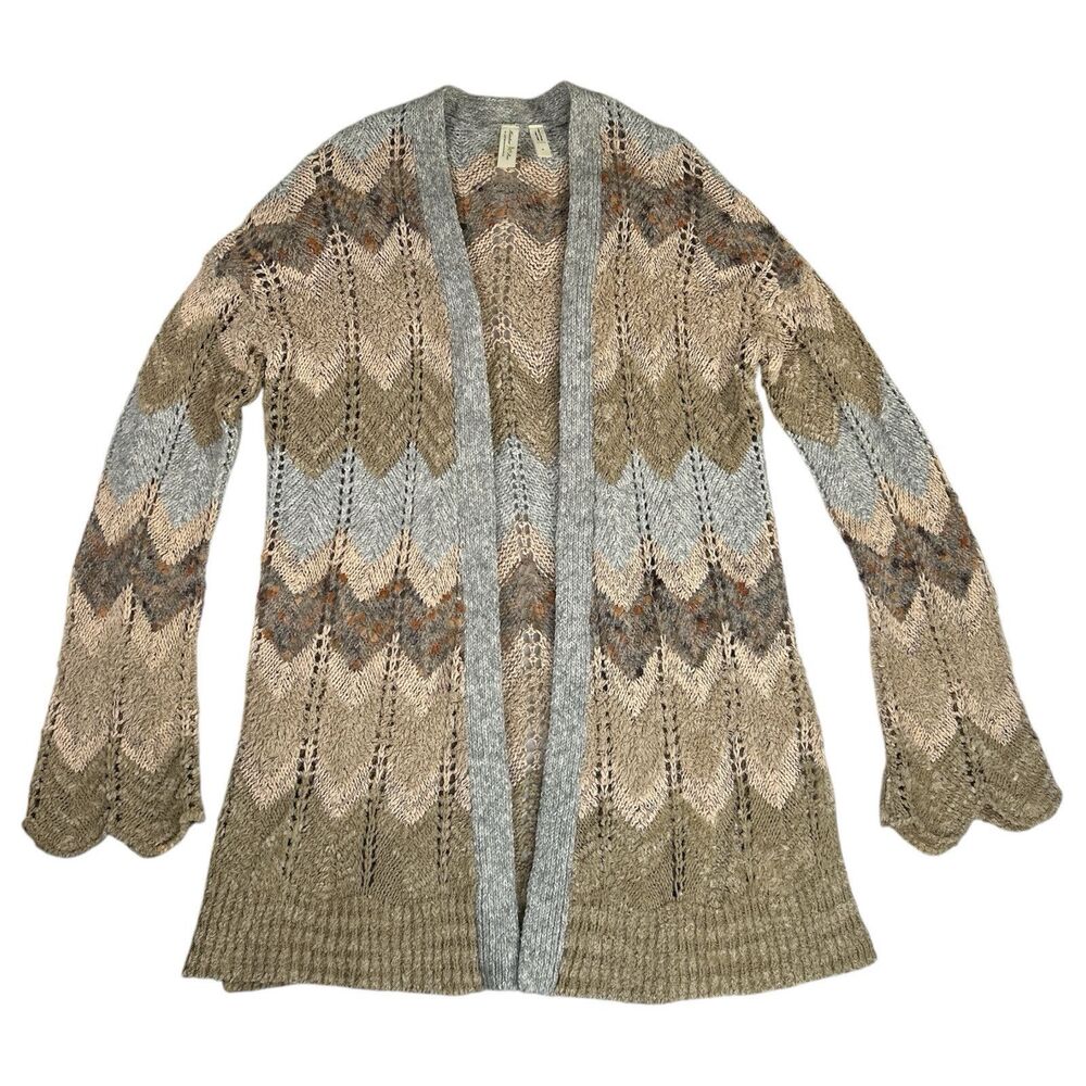 Meadow Rue Anthropologie Zig Zag Knit Open Cardigan Sweater Size Small *NO BELT*